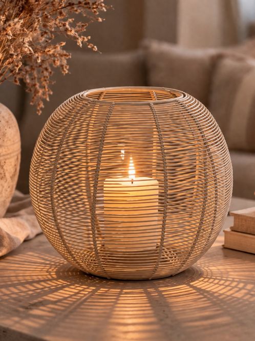 Hovedbilde Lykt, Wire – Beige